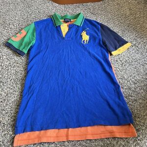Polo Ralph Lauren Shirt Boys M 10-12 Big Pony 3 Rugby Colorblock Cotton Retro